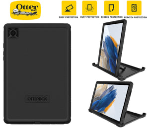 OtterBox Defender Samsung Galaxy Tab A8 (10.5') Case Black - (77-88168), DROP+ 2X Military Standard, Built-in Screen Protection, Multi-Position