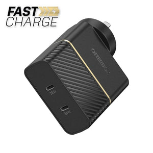 OtterBox 50W Dual Port USB-C Fast PD Wall Charger - Black (78-80354),2x USB-C (30W + 20W),Supports PPS,Compact,Safe,Ultra-Durable,Intelligent Charging