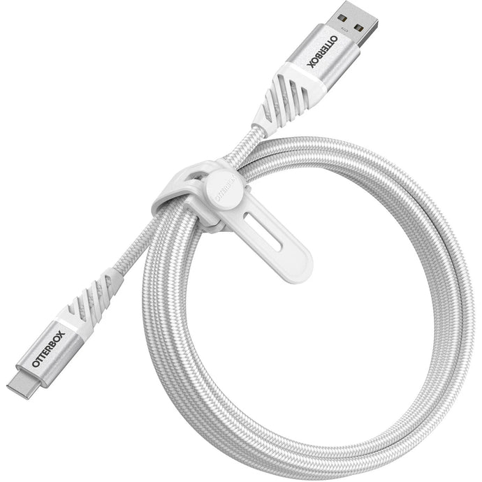 OtterBox USB-C to USB-A (2.0) Premium Cable (2M) - White (78-52668), 3 AMPS (60W), 10K Bend/Flex,Braided,Samsung Galaxy,iPad,MacBook,Google,OPPO,Nokia