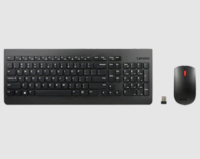 LENOVO Essential Wireless Combo Keyboard & Mouse 2.4GHz via Nano USB 3 Buttons Optical Mouse 1200DPI 3M Clicks (US English 103P)