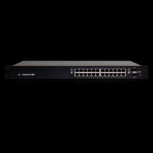 Ubiquiti EdgeSwitch 24 - 24-Port Managed PoE+ Gigabit Switch, 2 SFP, 250W Total Power - Supports PoE+ and 24v Passive - No Controller Needed